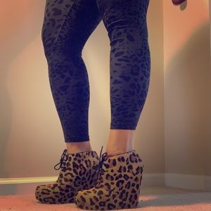Steve Madden Leopard Print Wedge Lace Ups